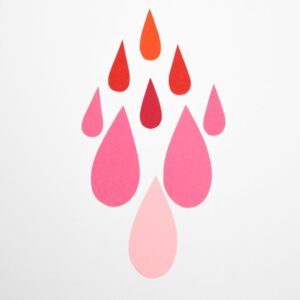A styised graphic of menstrual flow