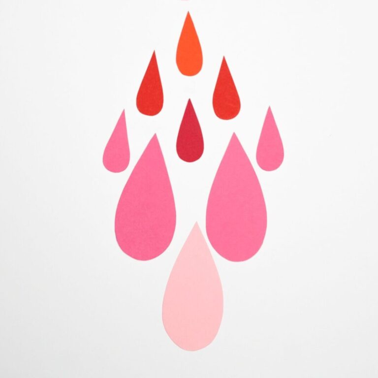 A styised graphic of menstrual flow